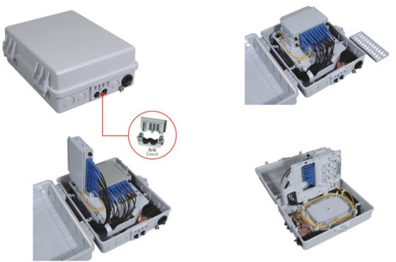 China Plastic fiber optical distribution box,292.5X227.5X102mm,wall/Pole-mounted,IP65,2PCS 1X8 /1X16 SPLITTER,supporting uncut supplier